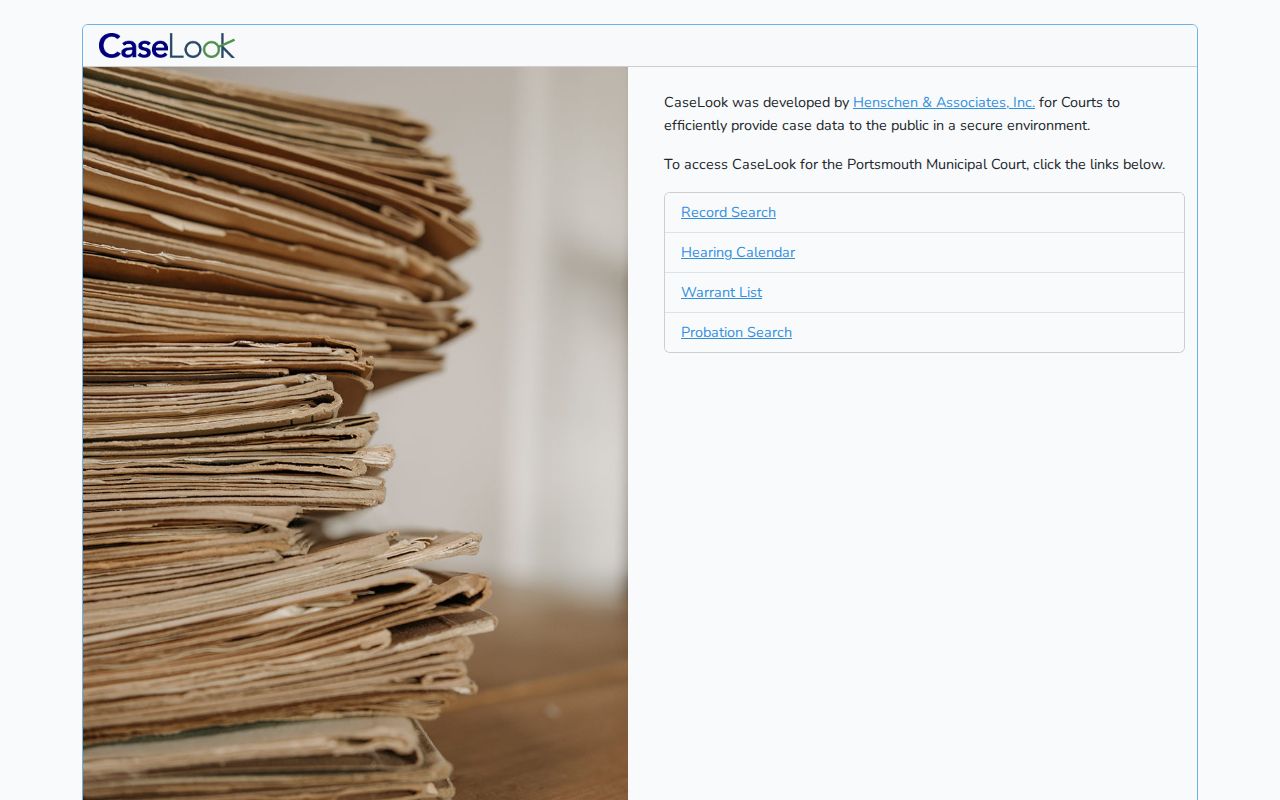 Portsmouth resident lookup court CaseLook search service